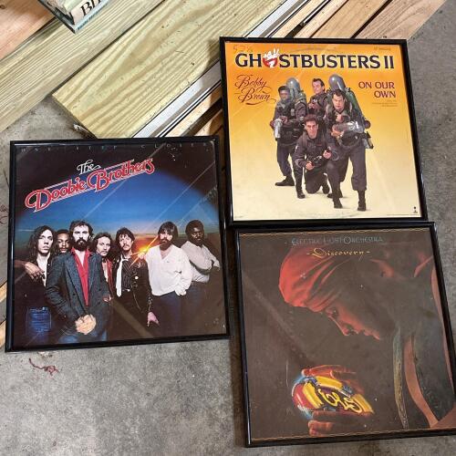 Framed Album Covers: Ghostbusters II, Doobie Brothers, Electric Light Orchestra