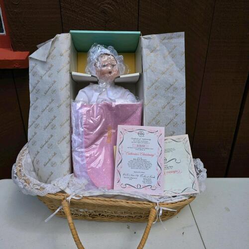 Edwin M. Knowles Catherine's Christening Porcelain Doll with Basket