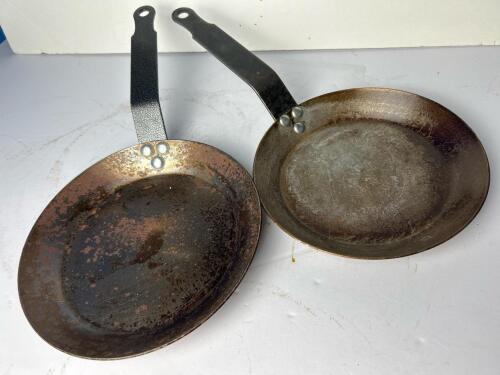 Vintage Metal Frying Pans with Riveted Handles