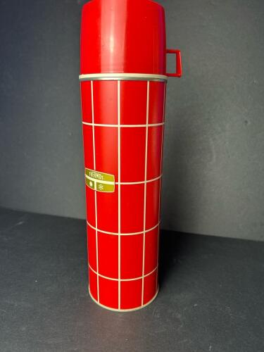 Vintage Large Thermos Red Plaid Bottle