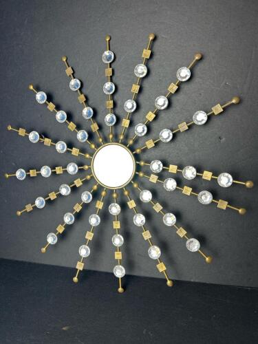 Mid-Century Modern-Style 16" Wide Starburst Mirror with Glass Accents