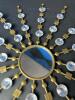 Mid-Century Modern-Style 16" Wide Starburst Mirror with Glass Accents - 2