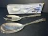 Silverplated Salad Serving Spoon and Fork Set with Fruit Motif