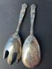 Silverplated Salad Serving Spoon and Fork Set with Fruit Motif - 4