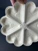 White Embossed Heart Shaped Sections In Divided Ceramic Oyster Plate - 3