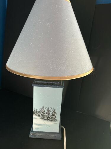 Hand Painted Winter Scene Table Lamp