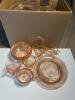 Large Lot Of Pink Depression Glass Tableware in Ribbed Pattern