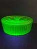 Green Uranium Glass Ribbed Oval Covered Dish