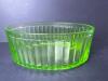 Green Uranium Glass Ribbed Oval Covered Dish - 5