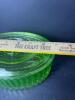 Green Uranium Glass Ribbed Oval Covered Dish - 8