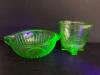 Vintage Green Uranium Glass Reamer and Measuring Cup