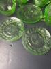 Green Depression Uranium Glass Cups and Saucers Featuring Assorted Patterns - 9