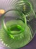 Green Depression Uranium Glass Dessert Swirl Pattern Plates - 4