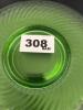 Green Depression Uranium Glass Dessert Swirl Pattern Plates - 7