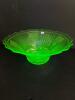 Green Uranium Glass Bowl in Floral Pattern