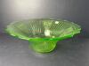 Green Uranium Glass Bowl in Floral Pattern - 2