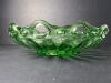 Green Depression Glass Bowl With Open Lace Rim - 2