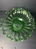 Green Depression Glass Bowl With Open Lace Rim - 3