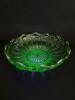 Green Depression Glass Bowl With Open Lace Rim - 7