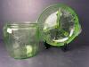 Green Depression Uranium Glass Cameo Cookie Jar No Cover And Divided Dish
