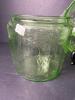 Green Depression Uranium Glass Cameo Cookie Jar No Cover And Divided Dish - 2