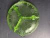 Green Depression Uranium Glass Cameo Cookie Jar No Cover And Divided Dish - 6