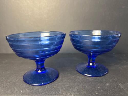 Cobalt Blue Glass Art Deco-Style Dessert Coupes
