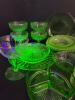 Assortment of Vintage Mostly Uranium Glass Tableware - 9