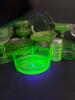 Assortment of Vintage Mostly Uranium Glass Tableware - 12
