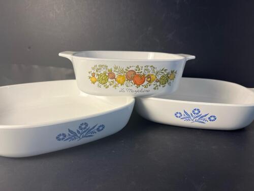 Corning Ware Blue Cornflower and Spice of Life Casserole Dishes