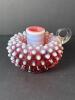 Fenton Hobnail Opalescent Cranberry Glass Chamberstick - 3