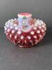 Fenton Hobnail Opalescent Cranberry Glass Chamberstick - 4