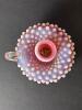 Fenton Hobnail Opalescent Cranberry Glass Chamberstick - 5