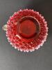 Fenton Hobnail Opalescent Cranberry Glass Chamberstick - 6