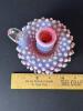 Fenton Hobnail Opalescent Cranberry Glass Chamberstick - 7