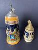 German-Style Stoneware Beer Steins With Pewter Lids - 2