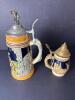 German-Style Stoneware Beer Steins With Pewter Lids - 3