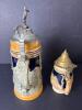 German-Style Stoneware Beer Steins With Pewter Lids - 4