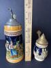 German-Style Stoneware Beer Steins With Pewter Lids - 9