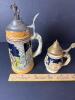 German-Style Stoneware Beer Steins With Pewter Lids - 10