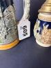 German-Style Stoneware Beer Steins With Pewter Lids - 11