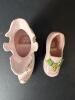Vintage Pink Porcelain Shoe Figurines with Floral Details - 2
