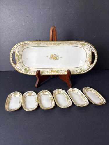 Nippon Art Nouveau-Style Hand Painted Porcelain Nut Dishes