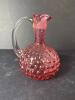 Ruby Hobnail Glass Cruet with Clear Handle