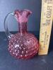 Ruby Hobnail Glass Cruet with Clear Handle - 7