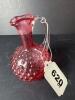 Ruby Hobnail Glass Cruet with Clear Handle - 9