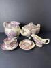 Assorted English Transferware: Teapot, Creamer, Gravy Boat, Cups