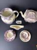 Assorted English Transferware: Teapot, Creamer, Gravy Boat, Cups - 15