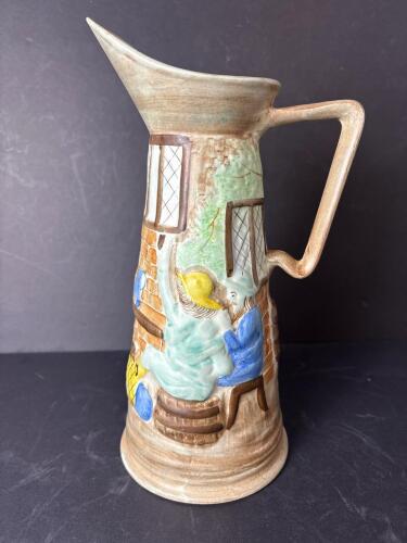 J Wood & Sons Burslem England Tavern Scene Pottery Pitcher