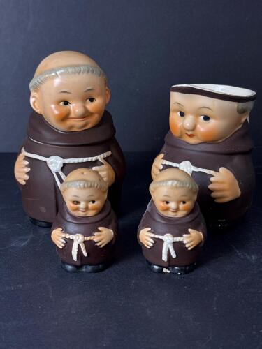Goebel Western Germany Friar Tuck Sugar Bowl, Creamer and Salt and Pepper Shakers